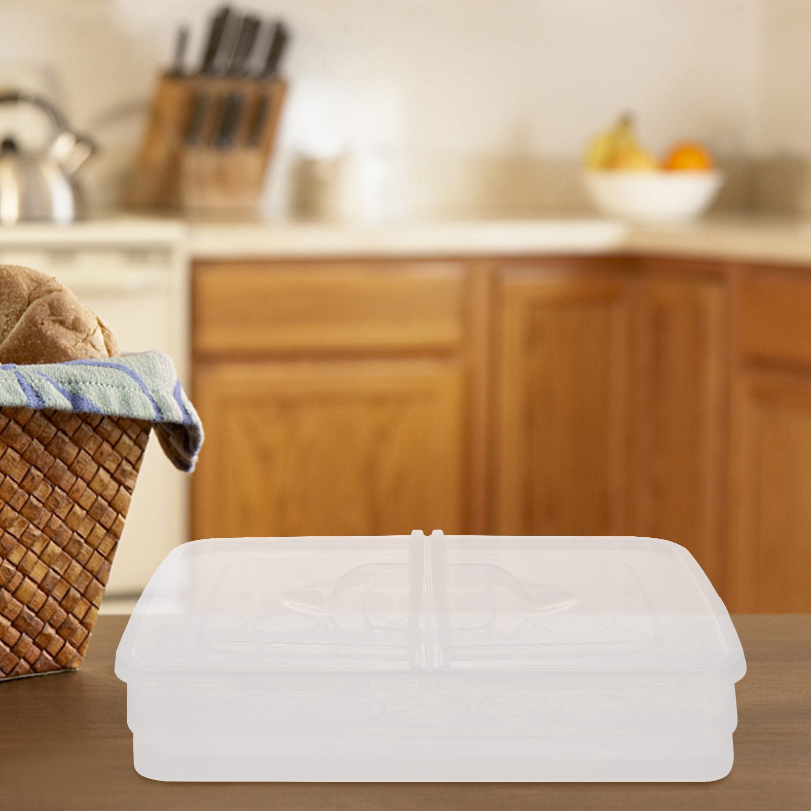 Raindrops Clear Plastic Storage Box with Lid, 34 Compartments Refrigerator Organizer for Eggs and Small Items