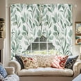 thumbnail image 2 of Eucalyptus Leaf Swag Valances for Windows 2 Pack Green Botanical Rustic Watercolor Leaf Swag Kitchen Curtains 36 Inches Long Rod Pocket Short Window Treatment for Kitchen Bathroom 28"x36", 2 of 8
