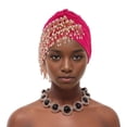 thumbnail image 2 of XASZHN Turban à Franges Multi-Couches pour Femmes Musulmanes Couverture de Chimiothérapie Cancer Rose Vif_002 m, 2 of 4