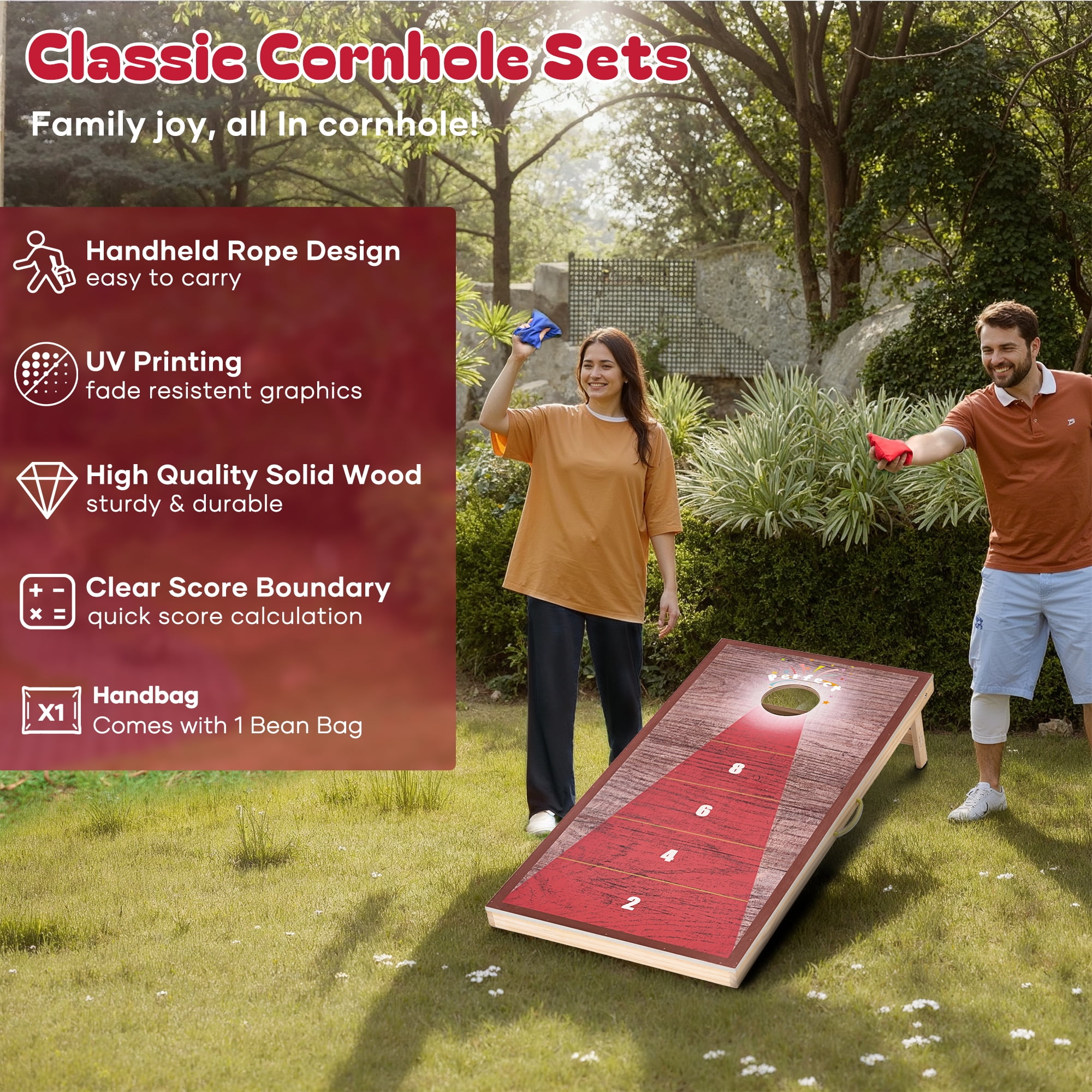 Naipo 4X2 FT Wooden Cornhole Game Set Bean Bags Cornhole Boards  for Adults Party Outdoor Beach Yard