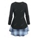 thumbnail image 2 of Camiseta Acanalada Talla Extra a Cuadros Rosegal Mangas largas de talla grande, 2 of 5