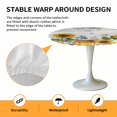 thumbnail image 2 of Elastic Fitted Round Tablecloth, Sunflowers Waterproof Stretch Table Cover for 55"-60" Tables, Floral Green Leaves Bees Watercolor Wooden Washable Outdoor Tablecloths for Patio, Picnic, Camping, 2 of 9