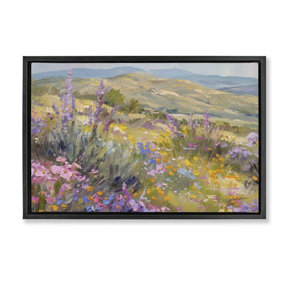 Stupell Industries High Desert Flowers Landscape & Nature Painting Black Floater Framed Canvas Art Print Wall Art, 25 x 17