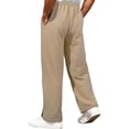 thumbnail image 4 of TANBOM Men's Straight Leg Relaxed Fit Casual Drawstring Polyester Pants Khaki 1-Pack S, 4 of 4