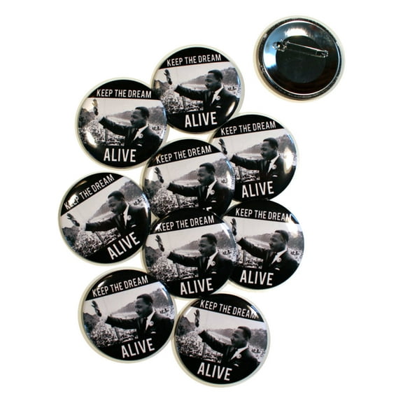 MLK Keep The Dream Alive Pinback Buttons - 2.25 Inch Round - 10 Pack
