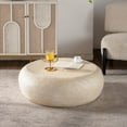 thumbnail image 2 of YIYADO 35.43" MgO Round Centre Coffee Table Vintage Faux Stone Sofa Pre-Modern Coffee Tables for Living Room Office Apartment,Beige, 2 of 6