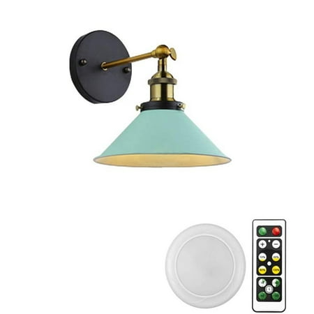 

FSLiving 1-Light 100 Lumens Led Remote Control Battery Run Cordless Lamp Macaron Blue Wall Sconce Light Fixture for Bedroom Bathroom Wall Decor- Easy Installation Dimmable Battery Not Included
