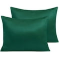 thumbnail image 1 of Zippered Satin Pillow Cases for Hair and Skin, Luxury Standard Hidden Zipper Pillowcases Set of 2, 20 x 26 Inches, Dark Green, 1 of 7