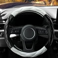 thumbnail image 2 of Soft Microfiber Leather Steering Wheel Cover, Universal 15 Inch for Women, Fit Vehicles Sedans SUVs Vans Trucks, Black White, 2 of 11