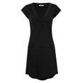thumbnail image 2 of Missky Robe Décontractée à Manches Courtes Col en V pour Femmes avec Ourlet Irrégulier Couleur:Noir Taille:m, 2 of 8