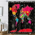 thumbnail image 2 of World Map Shower Curtain, Map of The World with National Educational Fabric Shower Curtains Set for Bathroom, Geography Educational Fabric Bathroom Shower Curtain with Hooks, 70X70IN（Black）, 2 of 5