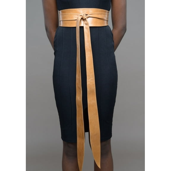 Tan handmade real leather obi belts sash belts tie belts double wrap belts, cinch belts plus size belts S M L XL XXL for Her - Gitas Portal