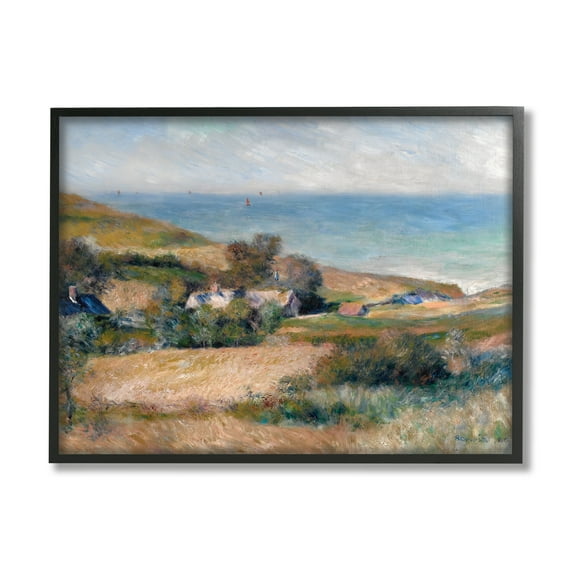 Stupell Industries Nautical Countryside Cottage Landscape Painting Black Framed Art Print Wall Art, 14 x 11