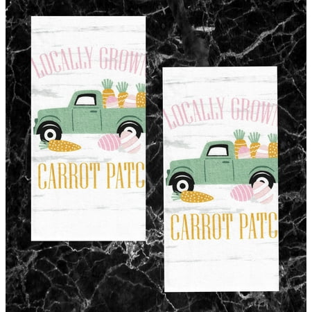 Kitchen Towels Easter Carrot Patch 2-Pack Set White Dual Sided Dishtowels Cuisinart