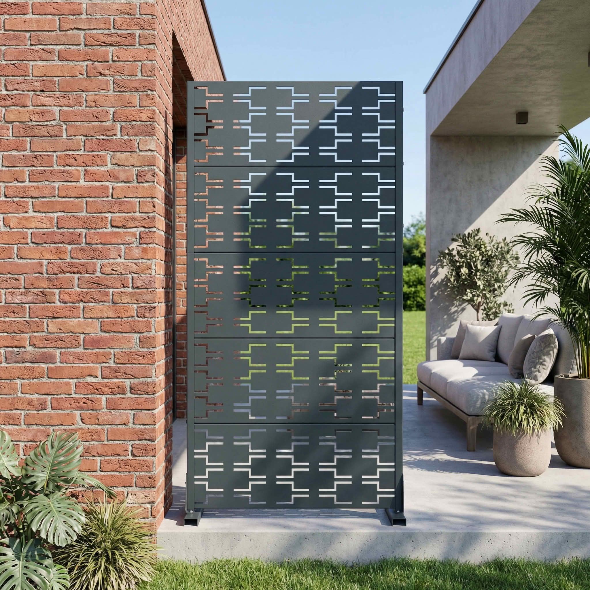MAYEERTY 59x30 Gray Outdoor Natural Privacy Panel Screen, 6 Piece Set Natural Folding Divider for Backyard and Garden