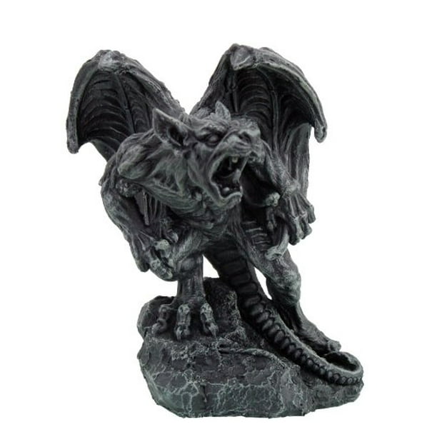 Gothic Stonelike Duelling Rat Gargoyle Growling Statue 6.5