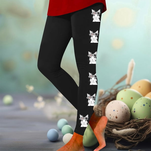 WILLBEST Pantalones de Yoga Con Diseño de Conejito de Pascua Para Mujer, Leggings de Entrenamiento Suaves y Elásticos de Cintura Alta, Mallas Casuales Cómodas Para Correr En El Gimnasio Chica
