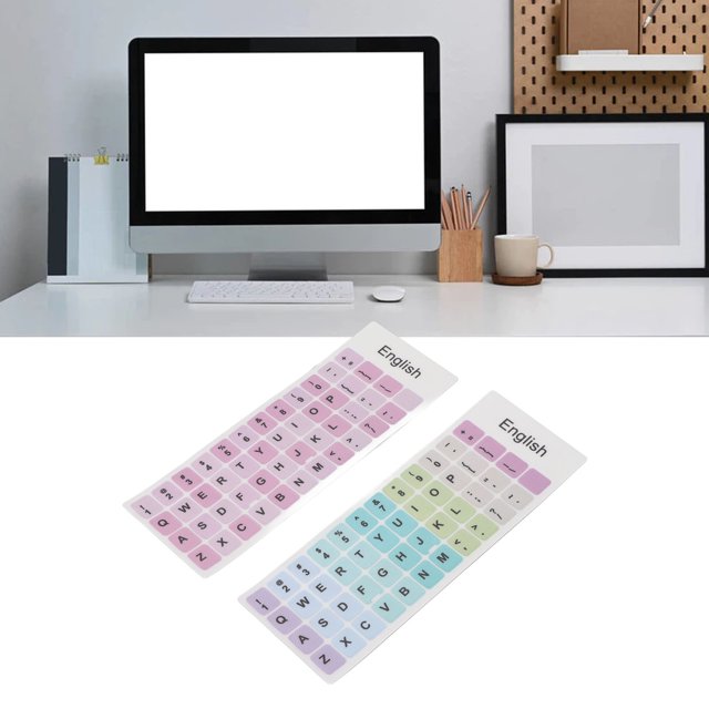 PEGATIZAS DE TECLADO DE 2 PIEZAS DE TECLADO, COLORIDO IDIOMA EN INGLÉS PVC LA PAPTOP KEYCAPS PEGATINAS CON RECUNMO DE AGUA CUBRA DE TECLAS CAPAS DE TECLAS REMPLAZO DE