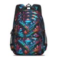 thumbnail image 2 of Mushroom and Forest Black Pattern Backpack for School, Cute School Bag with Adjustable Shoulder Straps and Padded Back, 16.9"x12.6"x5.9", 2 of 5