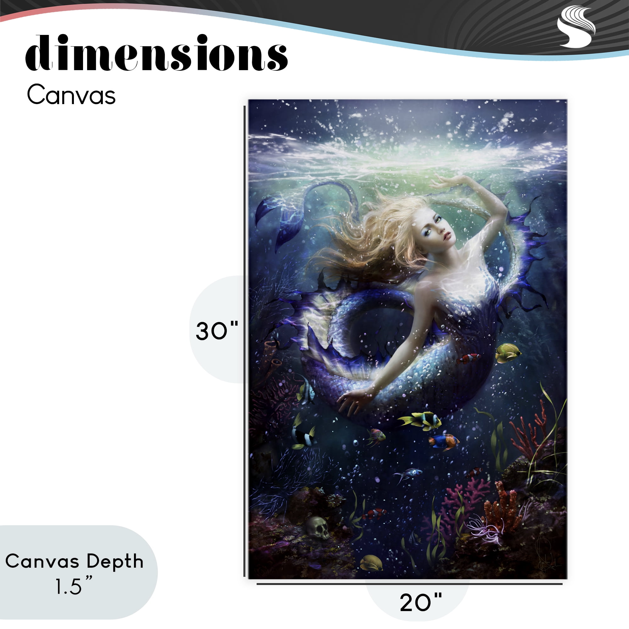 Stupell Industries Deep Sea Mermaid Canvas Wall Art, design by Melanie Delon