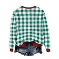 thumbnail image 5 of Womens Tops Plus Size Christmas Plaid Printed Long-sleeved Fleece Round-neck Vintage Letter Casual Sporty Sweatshirt Green M, 5 of 6
