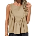 thumbnail image 2 of Womens Peplum Babydoll Tank Tops Summer Sleeveless Loose T Shirts Casual Shirred Flowy Tops, 2 of 7