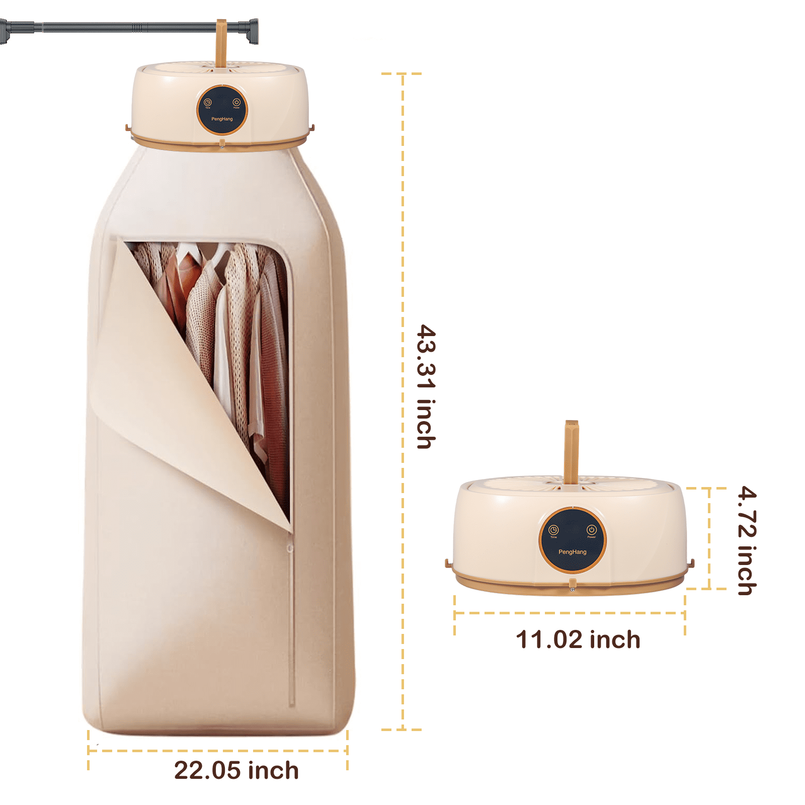 Paddsun Portable Clothes Dryer,Mini Laundry Dryers with Adjustable Timer & Remote Control Small Compact Foldable Electric Drying Machine with Dry Bag for Travel RV Home Apartment