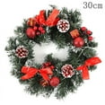 thumbnail image 3 of 12" Christmas Wreath with LED Lights - Artificial Pine Candy Flower Garland - Xmas Front Door Hanging Garland Holiday Home Decorations, Red, 3 of 7
