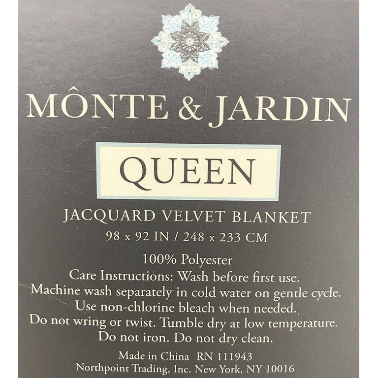 Monte Jardin Jacquard Velvet Blanket Queen Ivory NEW