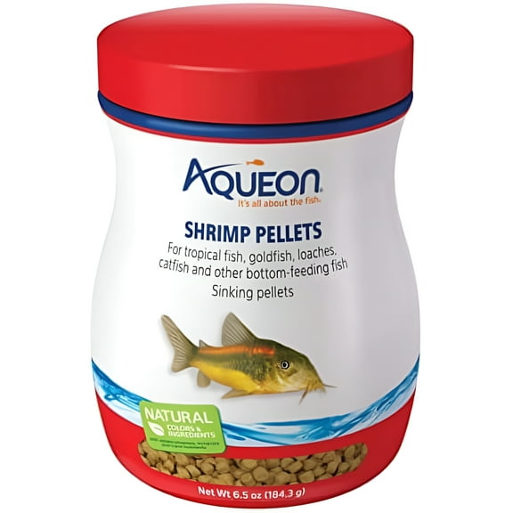 Aqueon Shrimp Pellets Sinking Food for Tropical Fish, Goldfish, Loaches, Catfish and Other Bottom Feeding Fish, 6.5 Ounces