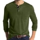 thumbnail image 1 of pstuiky camisas de manga larga para hombre, Camisa informal de cuello redondo para hombre, jersey de manga larga lisa con bolsillos y botones, deportiva Tops de hombre l, 1 of 8