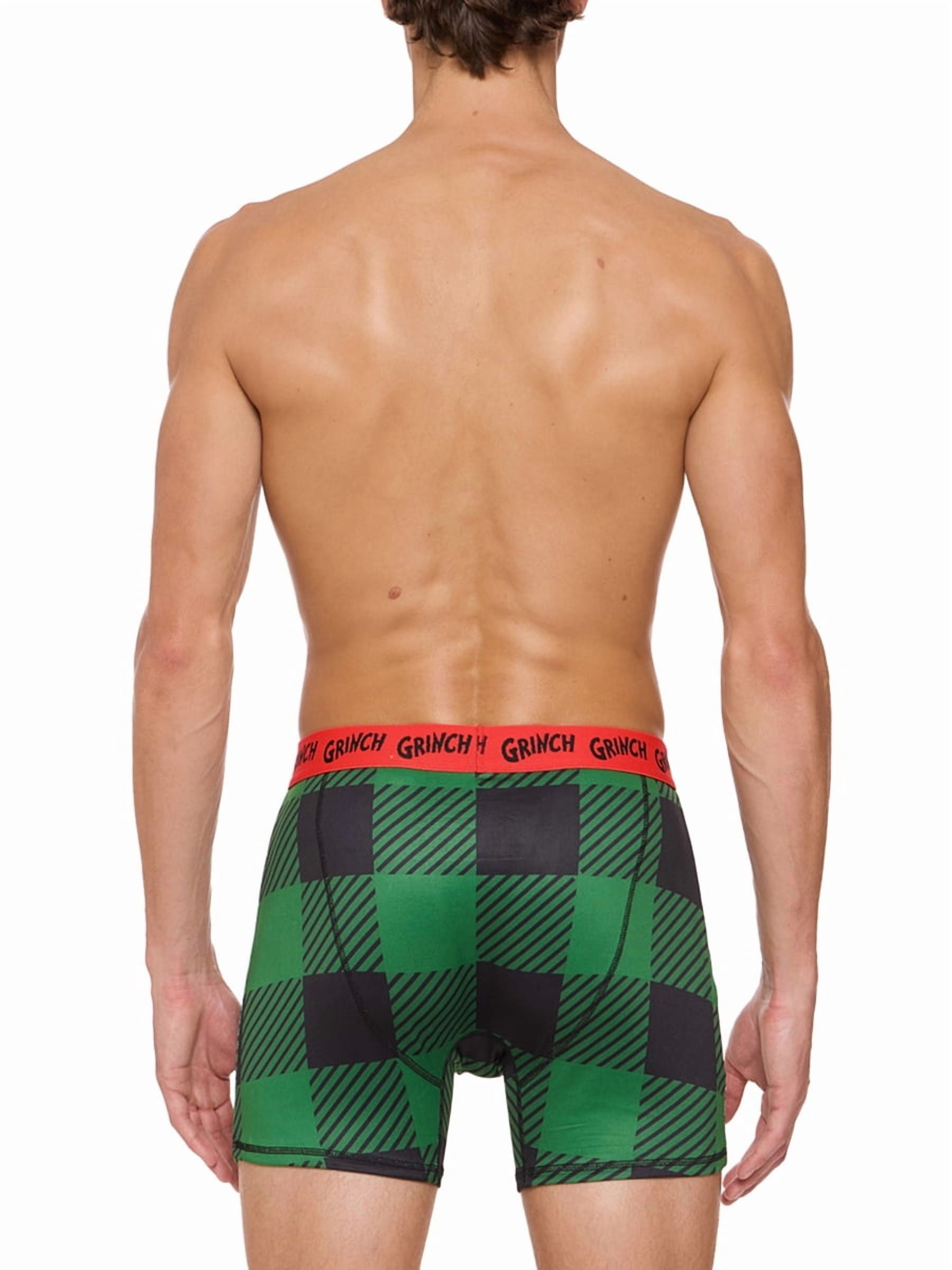 Dr Suess Grinch Plaid Men's Athletic Boxer Brief, 2-Pack, Sizes S-XL