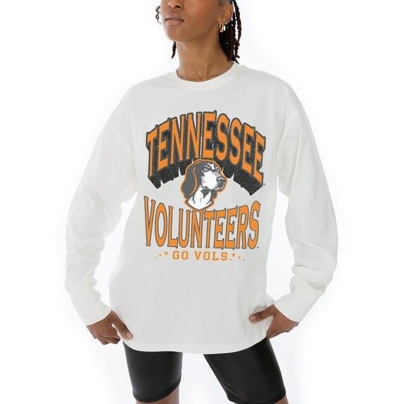 Women's Gameday Couture White Tennessee Volunteers Midweight Oversized Long Sleeve T-Shirt