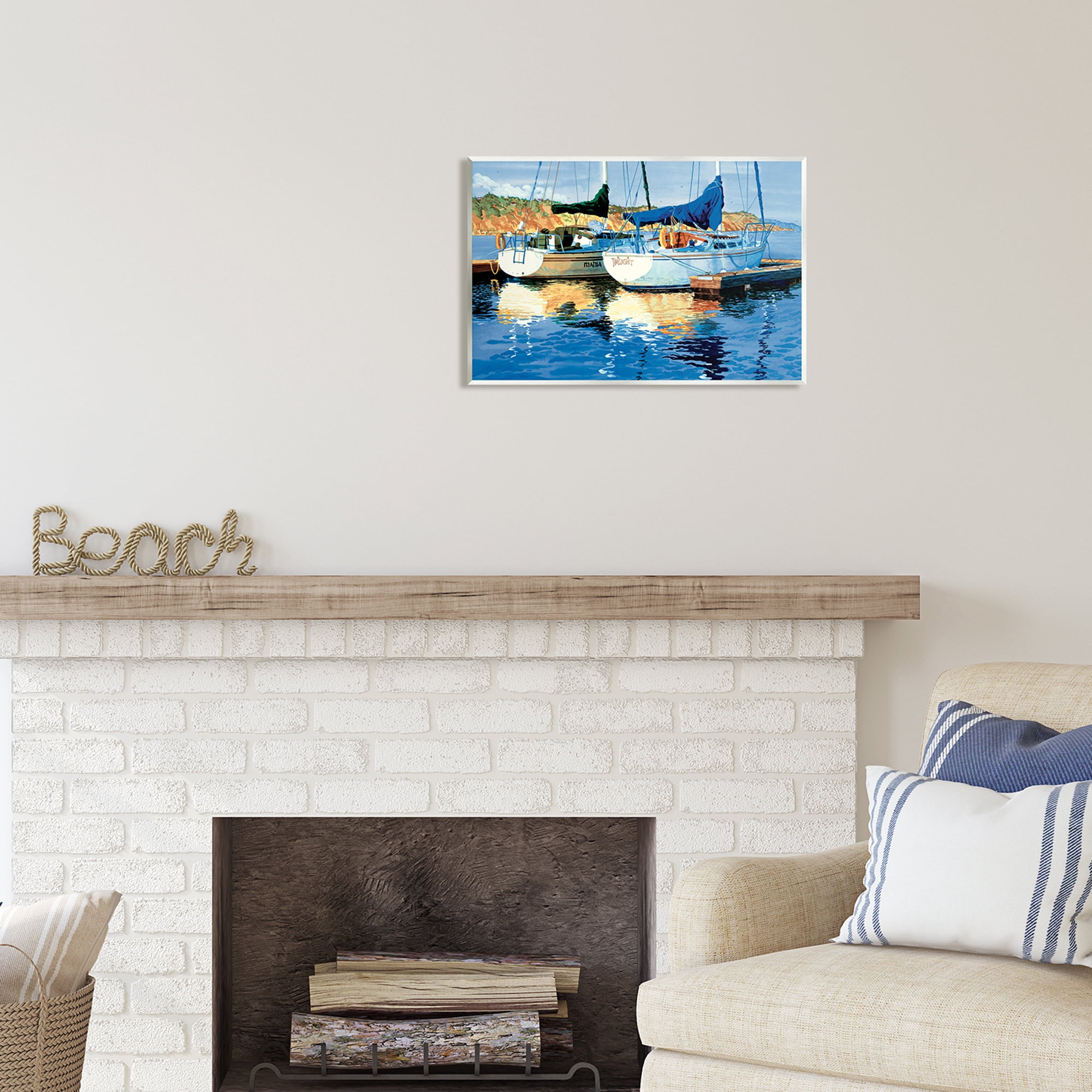 Stupell Industries Boats at Marina Dock Transportation Painting Unframed Art Print Wall Art, 19 x 13