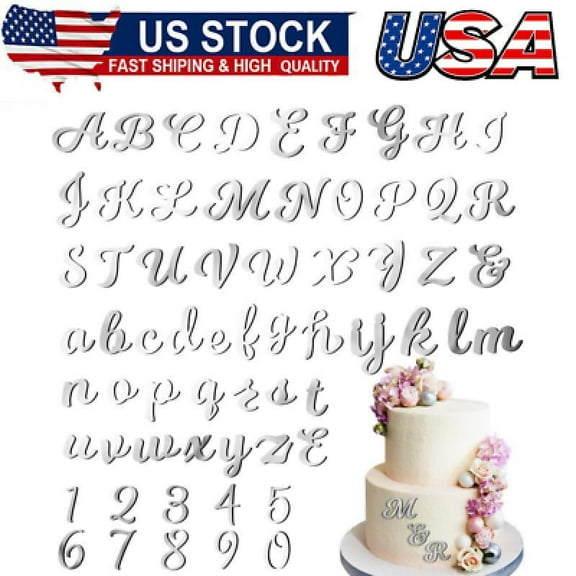64 Pcs Acrylic Letters Cake Alphabet Numbers Topper, Mirror Number 0-9