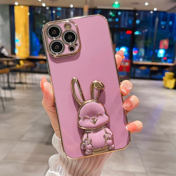 Funda con soporte plegable 3D para iphone, carcasa galvanizada a prueba de golpes para modelos 14, 13, 12, 11 Pro Max, XR, XS, 6, 7, 8 Plus, SE 2022, 14Plus Fivean unisex