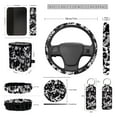 thumbnail image 4 of XYZCANDO Fusang Flower Print Steering Wheel Cover Center Mirror Cover Coasters Car Seat Cover Seat Belt Cover Keychain Lipstick Cover Car Trash Can Fashion Universal Car Accessories Decoration, 4 of 5