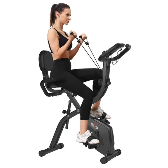 Relife Sports 3in1 Foldable Exercise Bike Stationary Bikes for Home Indoor Cycling Bicycles Fitness Cardio Workout
