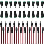findTop Connector DC Plug Cable 5.5mm x 2.1mm (10 x Male + 10 x Female), and 10 Pcs Male and 10 Pcs Female DC Power