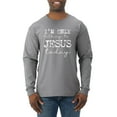 thumbnail image 1 of Wild Bobby, I'm Only Talking to Jesus Today Inspirational/Christian Men Long Sleeve Shirt, Heather Grey, Small, 1 of 6