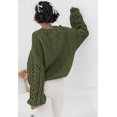 thumbnail image 4 of PRETTYGARDEN Womens Sweaters Spring 2025 Cable Knit Long Sleeve Crewneck Oversized Sweater Chunky Pullover Loose Outfits, 4 of 8