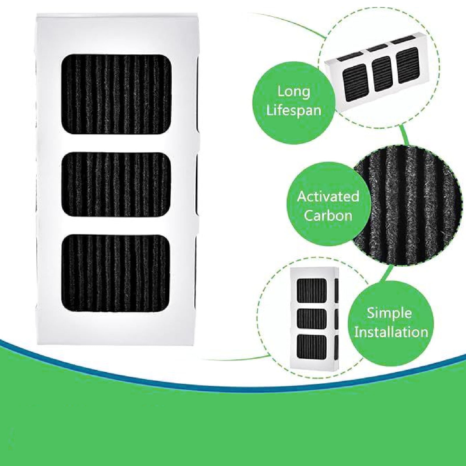 Refrigerator Air Filter Replacement, Effective Refrigerator Air Filter Activated Carbon Cotton 6PCS Easy Installation With Brush For PD00044143