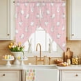 thumbnail image 2 of Easter Rabbit Swag Kitchen Curtain Valances, Cute White Bunny Carrots Pink Background Rod Pocket Curtains Window Treatment Decor Valances for Bedroom Bathroom, 2 Panels 36 x 63 Inch, 2 of 9