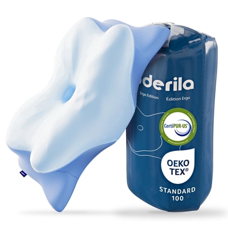 Derila Ergo Cervical Neck Pillow - 21.25 x 14.17 x 4.72 inches Contour Memory Foam Pillows for Back & Side Sleepers