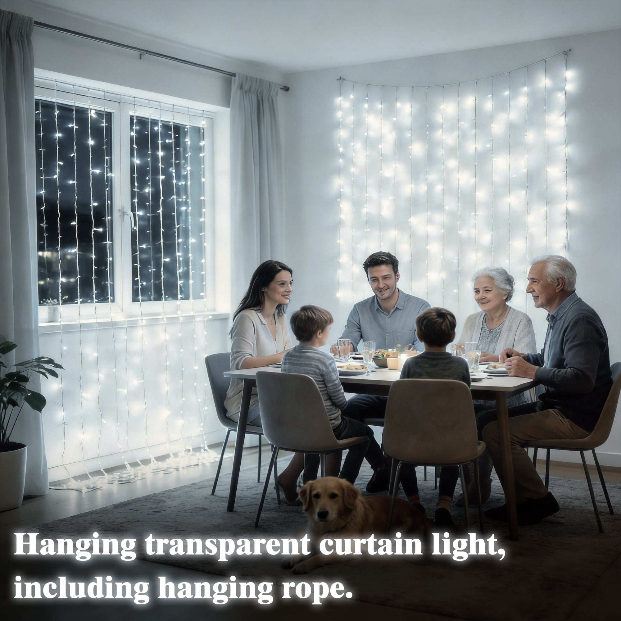 Beatineon 300 LED Curtain Lights,6.5x9.8Ft, USB Plug in Window Curtain Lights Hanging Christmas String Lights for Bedroom Garden Wedding Party Outdoor Indoor Wall Decorations,White