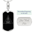 thumbnail image 2 of Sacred Geometry Zen Meditation Stainless Steel or 18k Gold Premium Swivel Dog Tag Keychain, 2 of 8