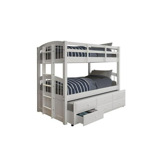 White Twin Bunk Bed Trundle, How To Build Bunk Beds With Drawers