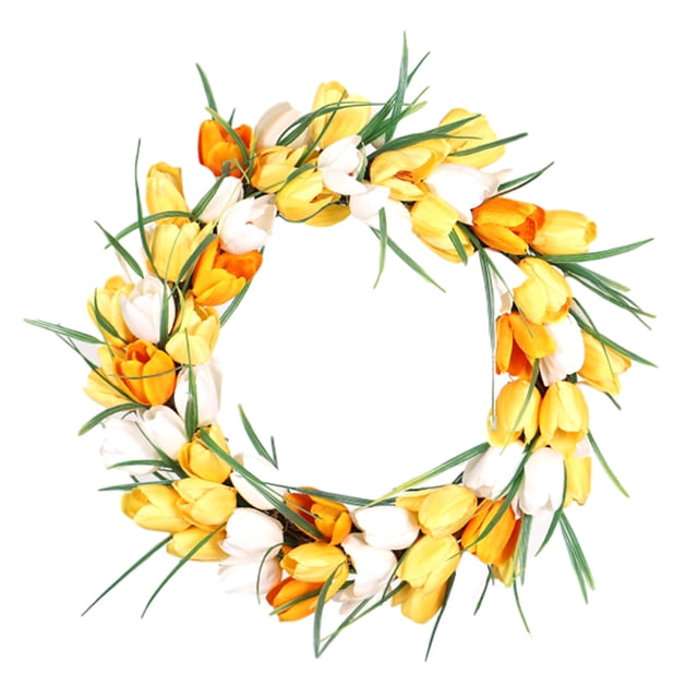 Guirnalda falsa Tulipán Colgador de puerta Decoración de flores de imitación Artificial para pared de banquete de boda, Amarillo claro, 40 CM Advancent HA9035-06B
