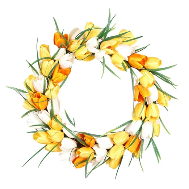 Guirnalda falsa Tulipán Colgador de puerta Decoración de flores de imitación Artificial para pared de banquete de boda, Amarillo claro, 40 CM Advancent HA9035-06B
