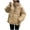 Khaki, variant on Crunowin Women Puffer Coat, Solid Color Long Sleeve Cotton Padded Hooded Pocket Winter Parka Coat Black L